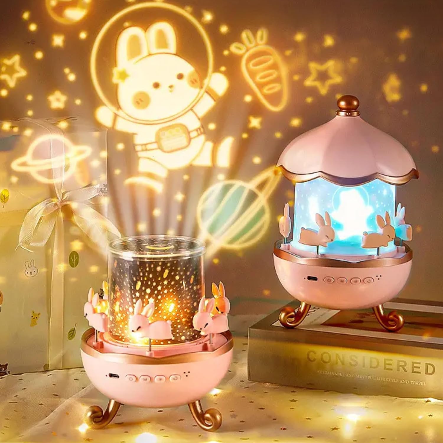 Projector Star Night Light for Kids, Bluetooth Speaker & Galaxy Projector with Night Lamp 360°Rotatable