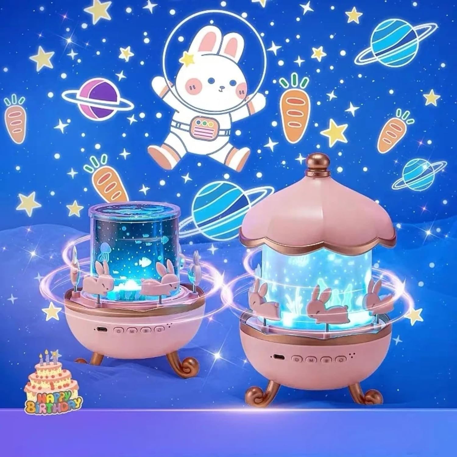 Projector Star Night Light for Kids, Bluetooth Speaker & Galaxy Projector with Night Lamp 360°Rotatable